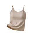 thumbnail image 2 of Fanxing Tank top with Built in Bra for Women Plus Size Spaghetti Strap Padded Athletic Tops Summer Camisole Shirts Workout Yoga Shirt Khaki,XXXL, 2 of 8