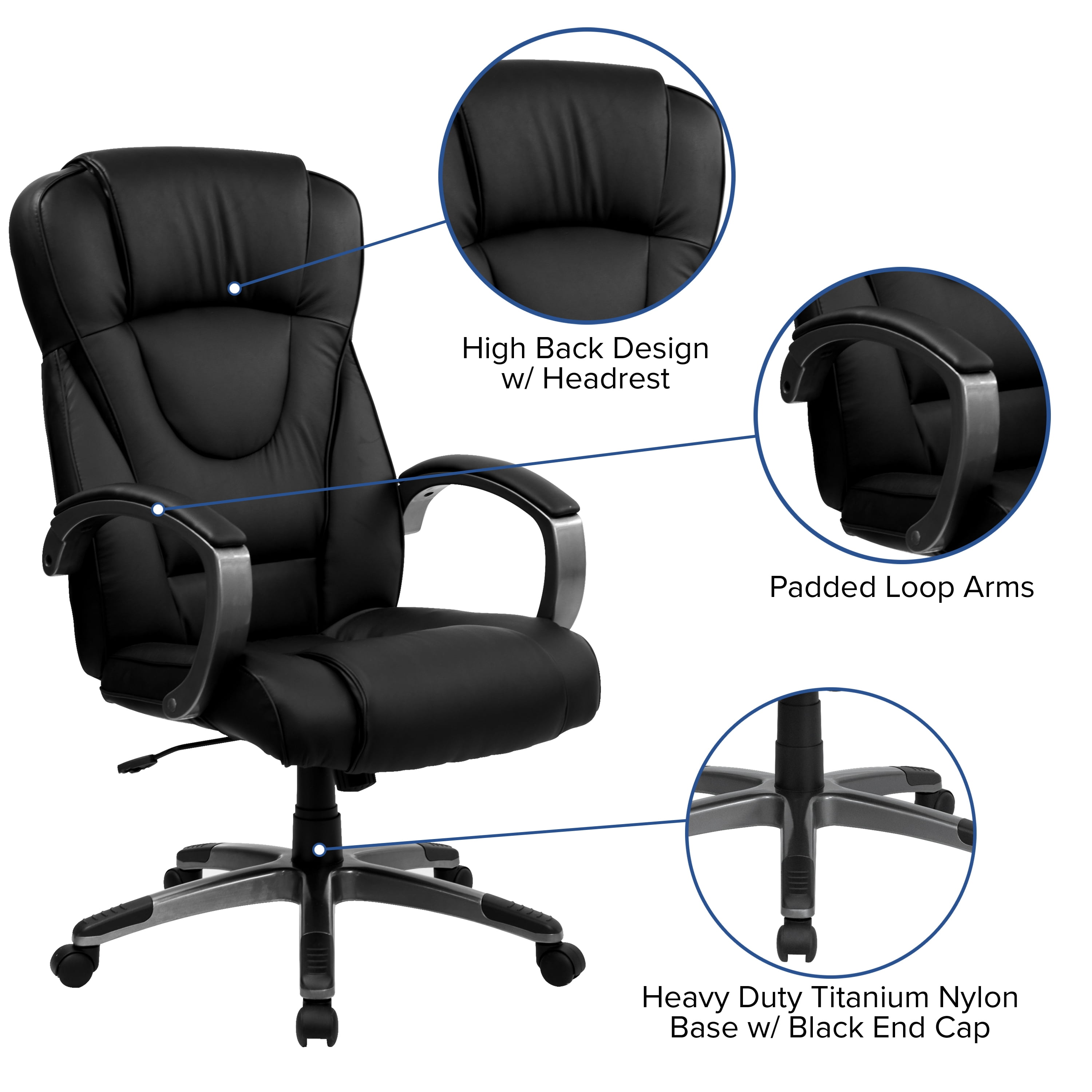 Flash Furniture Ergonomic LeatherSoft™ Faux Leather High-Back Reclining  Swivel Chair, Black