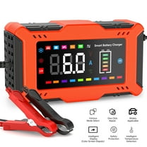 Car Battery Charger, 12V 6Amp Smart Automatic Battery Charger, Trickle Charger, Battery Maintainer and Battery Desulfator with Temperature Compensation Auto Stop and Color and Touch Screen Display