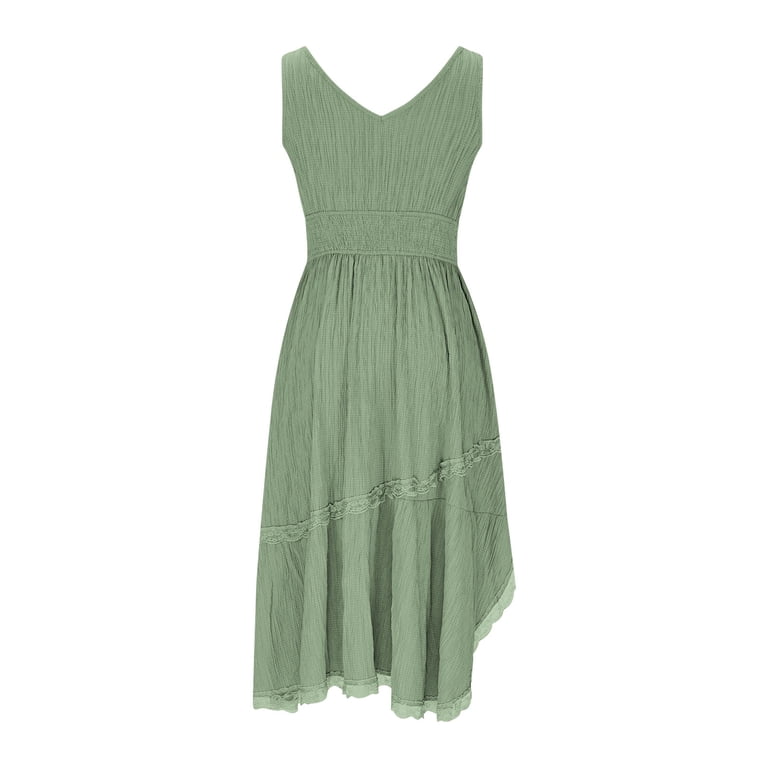 nerohusy Western Sun Dresses for Women Cowgirl Dress Ladies Deep V Neck Spaghetti Strap Ruffle High Low Lace Dresses Green,M - Walmart.com nerohusy Western Sun Dresses for Women Cowgirl Dress Ladies Deep V Neck Spaghetti Strap Ruffle High Low Lace Dresses Green,M - Walmart.com