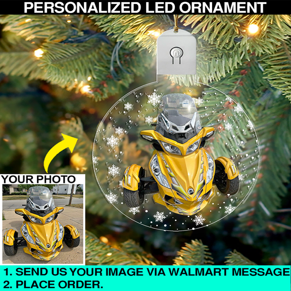 Personalized Canam Spyder led Ornament, Canam Spyder Christmas tree décor, Canam Spyder custom photo ornament