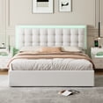 thumbnail image 2 of Tensun White Queen Bed: Modern Tufted Upholstered Platform with Hydraulic Storage, Lift-Up Frame, Heavy-Duty Slat Support, 2 of 5