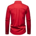 thumbnail image 6 of Mens Dress Shirt Solid with Tie Long Sleeve Slim Fit Formal Stand Collar Shirt for Work Red XL, 6 of 9