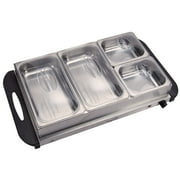 MegaChef Buffet Server & Food Warmer With 4 Removable Sectional Trays , Heated Warming Tray and Removable Tray Frame