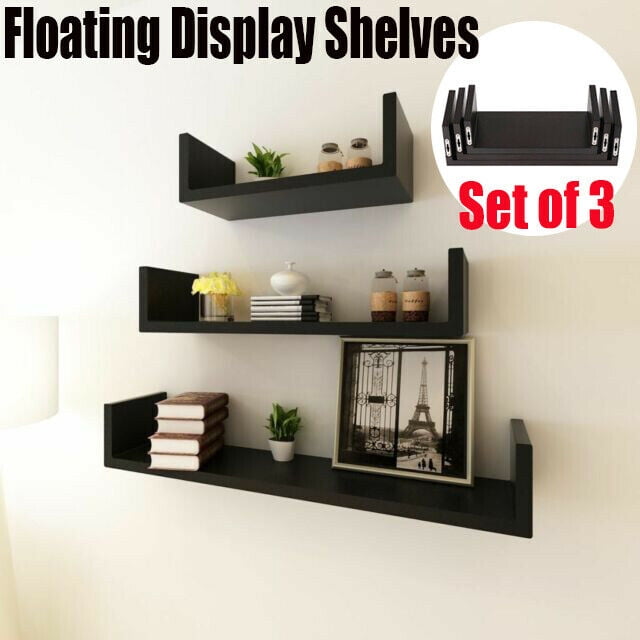 Set of 3 Floating Display Shelves Ledge Bookshelf Wall Mount Storage Home Decor 