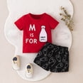 thumbnail image 2 of Siilsaa School Girl Outfit Girls 2 Piece Summer Outfits Flutter Sleeve T-Shirt Pant Toddler Kids Clothes Set Red,3Y, 2 of 7