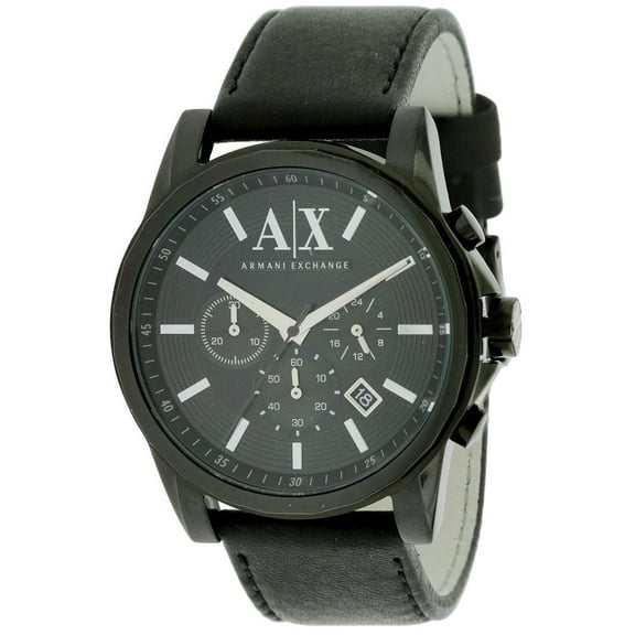 Armani Exchange Black Leather Chronograph Mens Watch AX2098