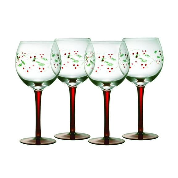 Pfaltzgraff Winterberry 13 oz Handpainted Wine Goblet, Set of 4
