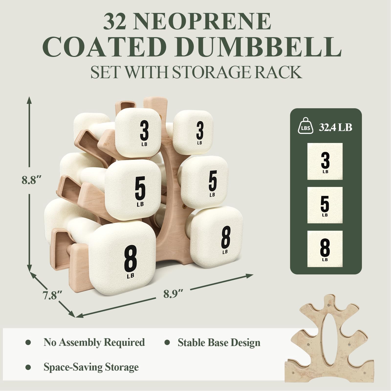 Neoprene Dumbbell  Hand Weights With Curved Grip For Women Anti-slip Anti-roll Square Dumbbells Full-body Workout Strength
