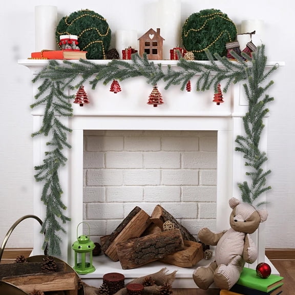 Christmas Garland for Stair Railing One Point Eight Meters Rattan Plastic Soft Rubber Pines Needle Green Leaves Decorative Strip Pines Cedar Rattan Outdoor Christmas Garlands