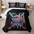 thumbnail image 2 of Homewish Black USA Flag Baseball Quilt King, Drip Sport King Coverlet Set for Men and Boys, 3-Piece, 1 Comforter and 2 Pillowcases, 2 of 7