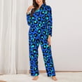 thumbnail image 2 of Pajamas for Women Set - Light Blue Leopard Print Comfy Long Sleeve Button Up Pajama Sets for Women 2 Piece, Soft Sleepwear Nightwear Pjs Lounge Sets for Women with Pockets, 2 of 6