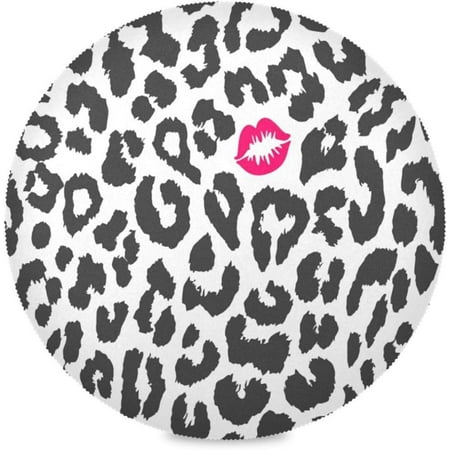 

Hyjoy Leopard with Red Lips Round Placemats Set of 6 Table Mats for Kitchen Washable Non-Slip Place Mats Heat Resistant Place Mats for Kitchen Dining Table Decoration