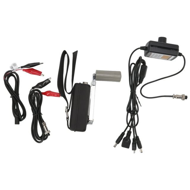 Generador de manivela portátil de alta eficiencia, 30 W, pequeño, color negro, para carga de emergencia en exteriores.