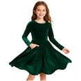 thumbnail image 6 of ATOGUTA Girls Hoilday Dresses Kids Long Sleeve Party Birthday Prom Formal Fancy Midi Dress Size 5T-15, Green, 6 of 6
