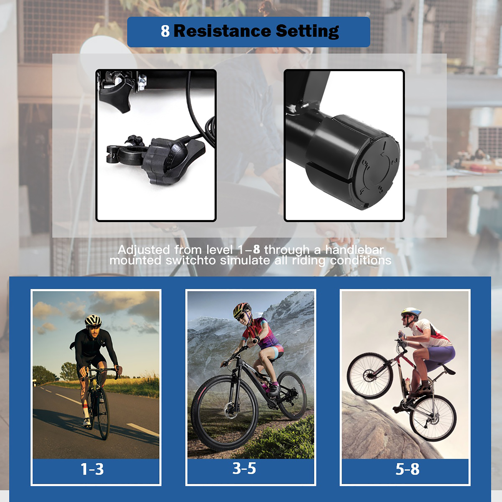 Costway Magnetic Indoor Bicycle Bike Trainer Exercise Stand 8 levels of Resistance - image 3 of 8