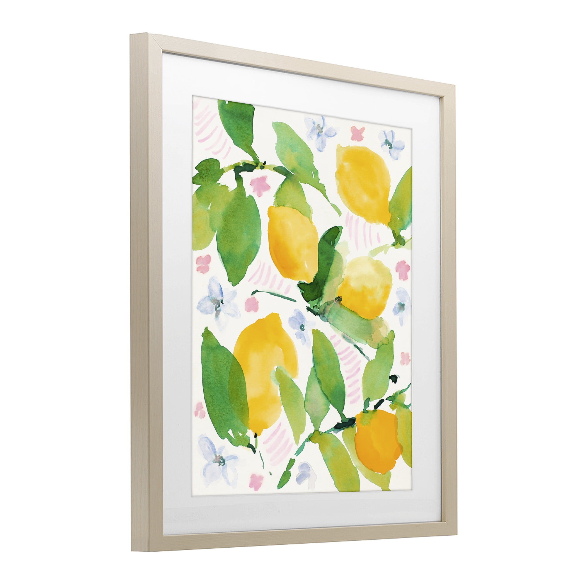 Stupell Industries Garden Lemons with Pastel Florals Birch Framed Print Under Glass, design by Lanie Loreth