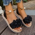 thumbnail image 5 of Woven Sandals For Women Open Toe Slip On Floral Beach Vacation Shoes Comfortable Casual Stylish Footwear (9, Black), 5 of 5