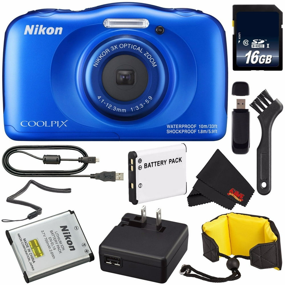 Nikon COOLPIX W100 Digital Camera (Blue) (International Model) + EN