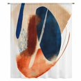 thumbnail image 2 of Navy Blue Burnt Orange Sheer Curtains 84 Inches Long, Abstract Contemporary Geometric Light Filering Curtains, Breathable Simi Curtain Privacy Drapes for Living Room Bedroom Window Treatment, 2 of 9