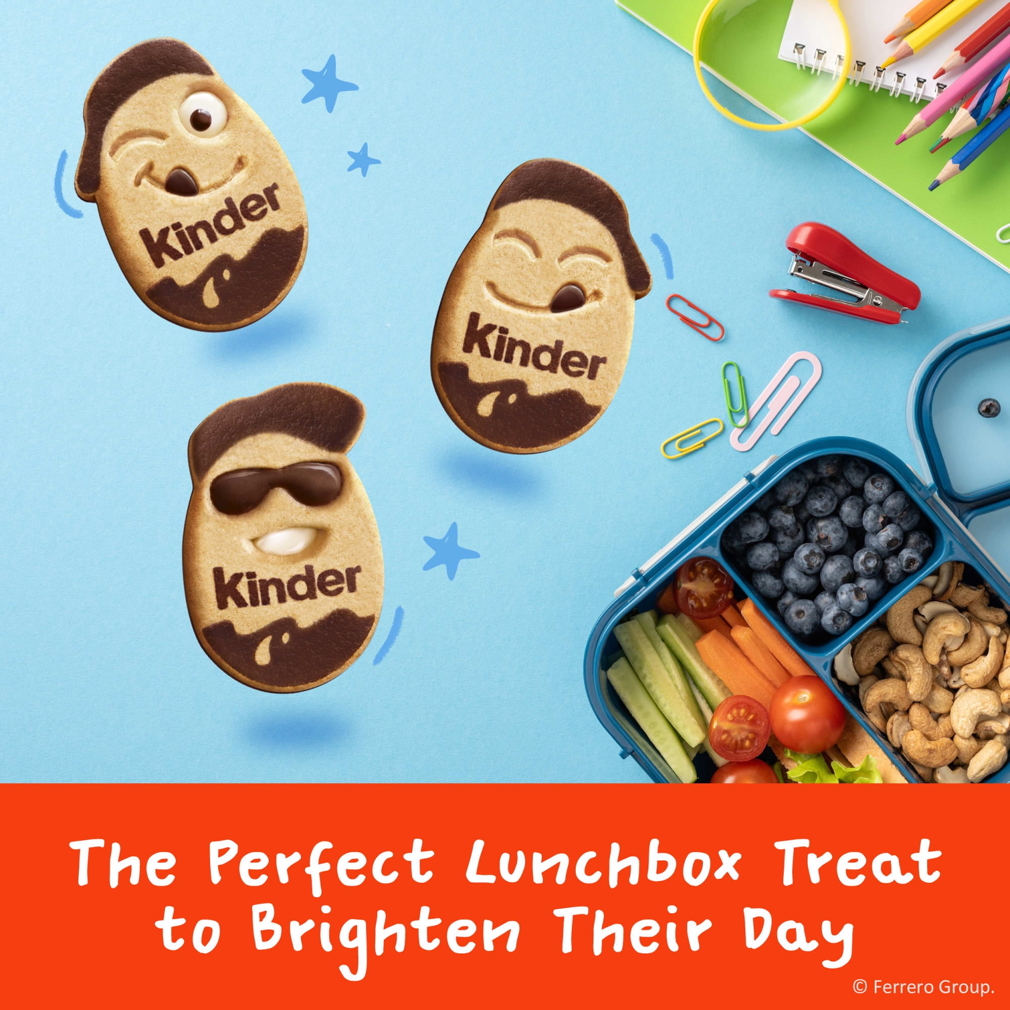 (12 pack) Kinder Kinderini Shortbread Cookies, Crunchy Biscuits Snack with Fun Expressions, Resealable Bag, 8.8 oz