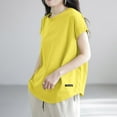 thumbnail image 5 of Aobny Yellow Women T-Shirt Loose Cap Sleeve T-Shirt Short Sleeve Crew Neck Cute Womens Tops,XL, 5 of 5