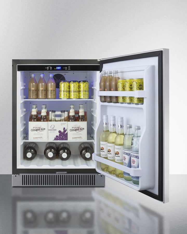 24 Inches Wide Built-In Outdoor All-Refrigerator, Stainless Steel, LHD