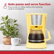 Holstein Housewares 5 Cup Drip Coffee Maker - Yellow - Auto Pause and Serve, Removable Filter Basket, View Water Window - Perfect for Brewing Rich-Tasting Coffee at Home