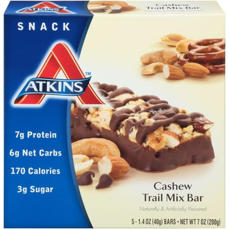 Atkins Cashew Trail Mix Bars, 1.4 Oz, 5 Ct