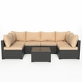 thumbnail image 3 of All weather 7 Piece Outdoor Patio Furniture Set PE Rattan Wicker Sofa Set With Table, 3 of 7