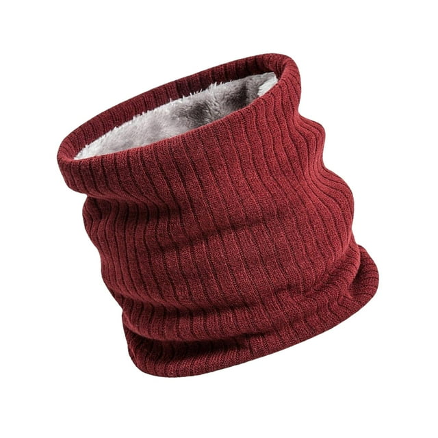 GUOOL Cache-Cou d'Hiver Cache-Cou Foulards Ronds Anti-Poussière Doublés en Molleton pour la Course Froid Rouge Foncé