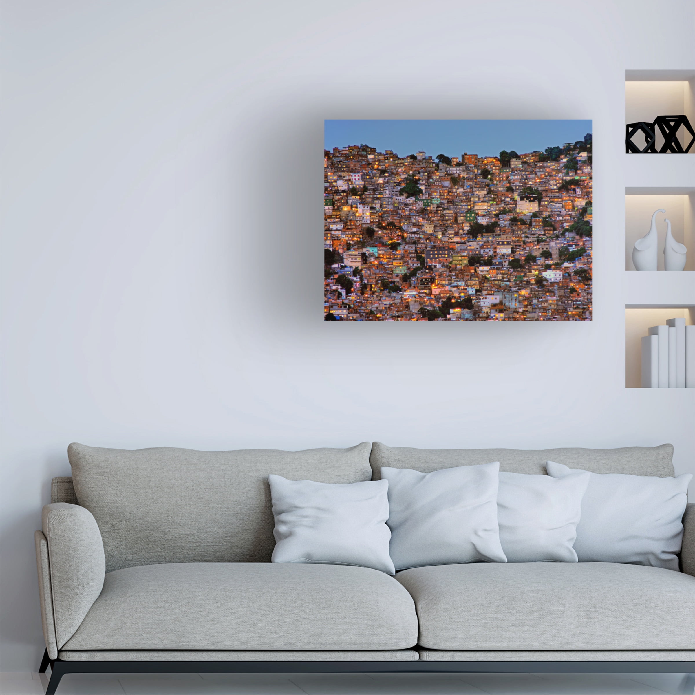 Adelino Alves 'Nightfall In The Favela Da Rocinha' Canvas Art