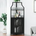 thumbnail image 3 of GloryStar Farmhouse Wine Bar Corner Cabinet with Storage, Small Buffet Sideboard with Detachable Rack and Buffet Mesh Door, Glass Rack, Liquor Coffee Bar Cupboard for Kitchen, Dining Room, 3 of 7