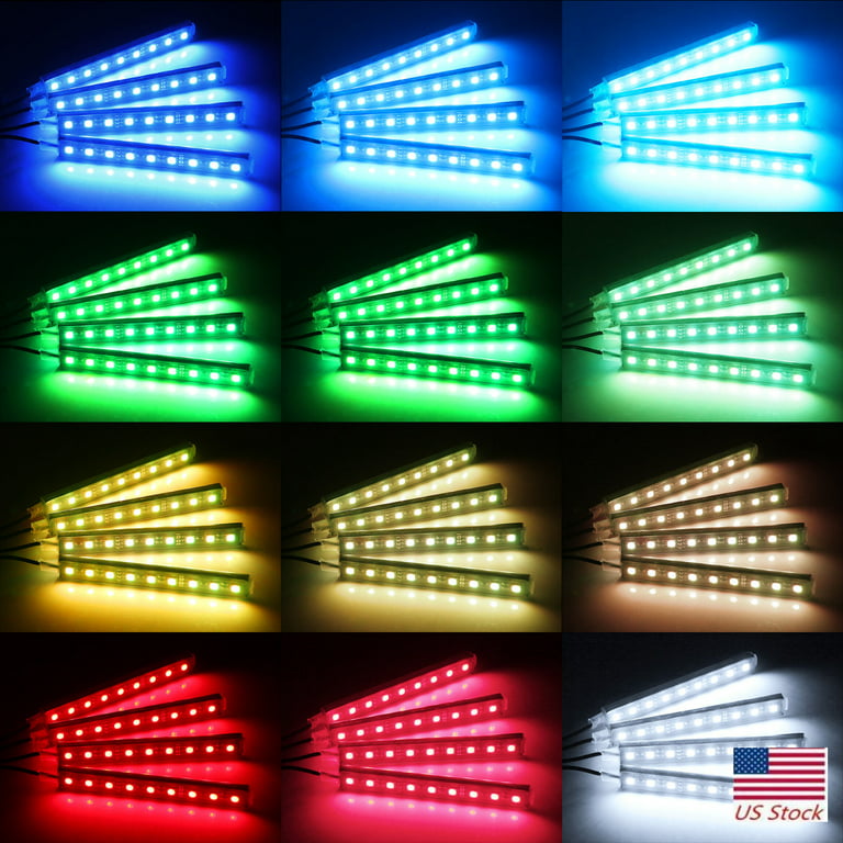 4X Luces LED For Autos Carro Luce Coche Interior De Colores
