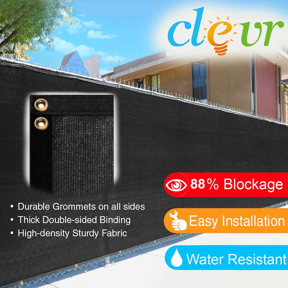 6' x 50' Black Fence Wind Privacy Screen Fabric Mesh with Grommets 140gsm + 80% coverage|... by Clevr