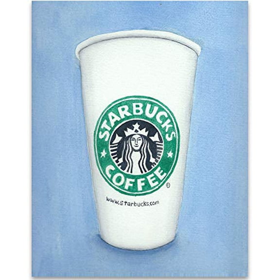 Starbucks Watercolor - 11x14 Unframed Art Print - Great Gift to Starbucks Fans
