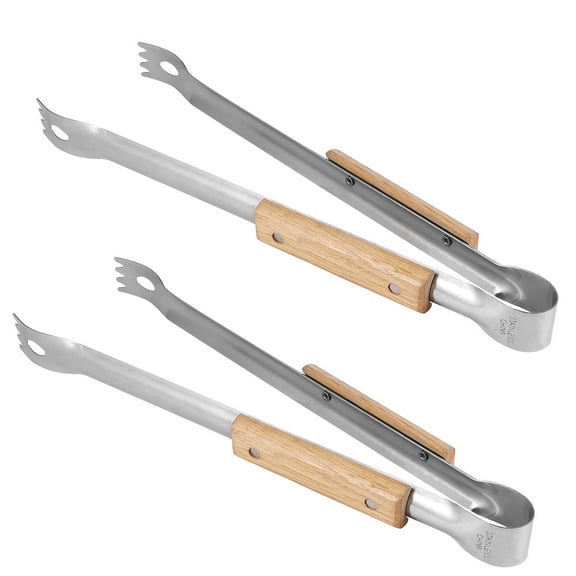 MERRYHAPY 2-Piece Stainless Steel BBQ Gripper Tongs with Non- Handle for Outdoor Grilling