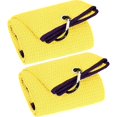 thumbnail image 1 of Vividly Paquete De 2 Toallas De Golf Triples De Tela De Microfibra Premium Con Patrón De Gofre Negro Con Mosquetón Resistente, Toallas De Golf Amarillas Para Bolsas De Golf Para Hombres (Amarillo), 1 of 5