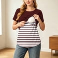 thumbnail image 5 of AKOEE Women's Maternity Tops Colorblock Soft Double Layer Breastfeeding Pregnancy Nursing T-Shirts Short Sleeve (M, Wine A), 5 of 8