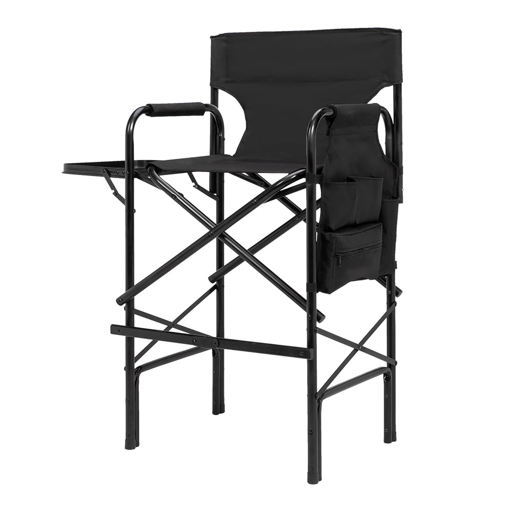 Folding Directors Chair, 2021 Newest Tall Director Chair with Side Table, Footrest, Carrying Bag 