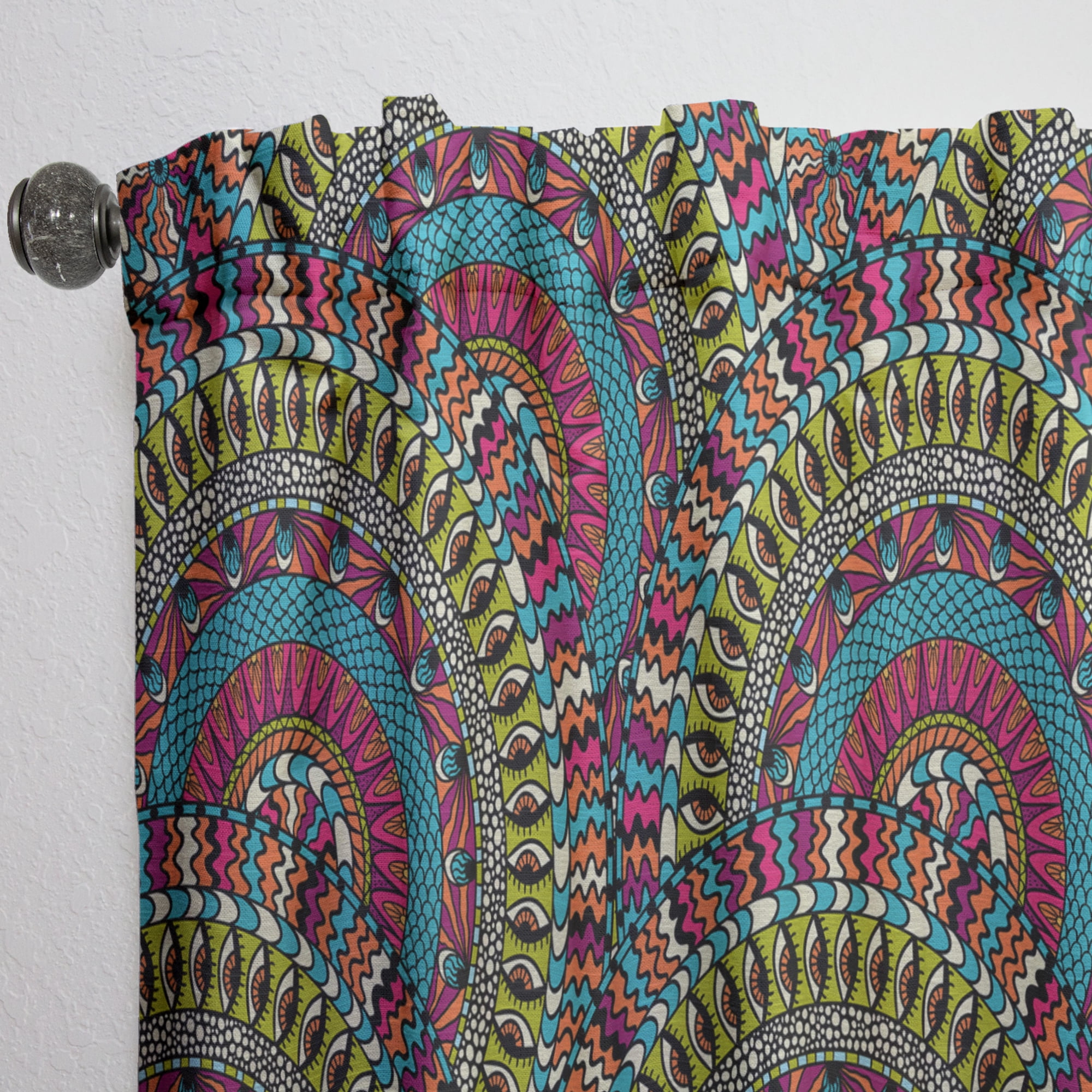 Designart 'Colorful Ethnicity Round Ornament Eye' Bohemian & Eclectic Curtain Panel