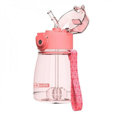 

Popvcly 1Pc Children s Water Cup Leak-proof Straw Bottle Summer Student Kettle Cute Portable Plastic Sport Bottles for Kids Pink