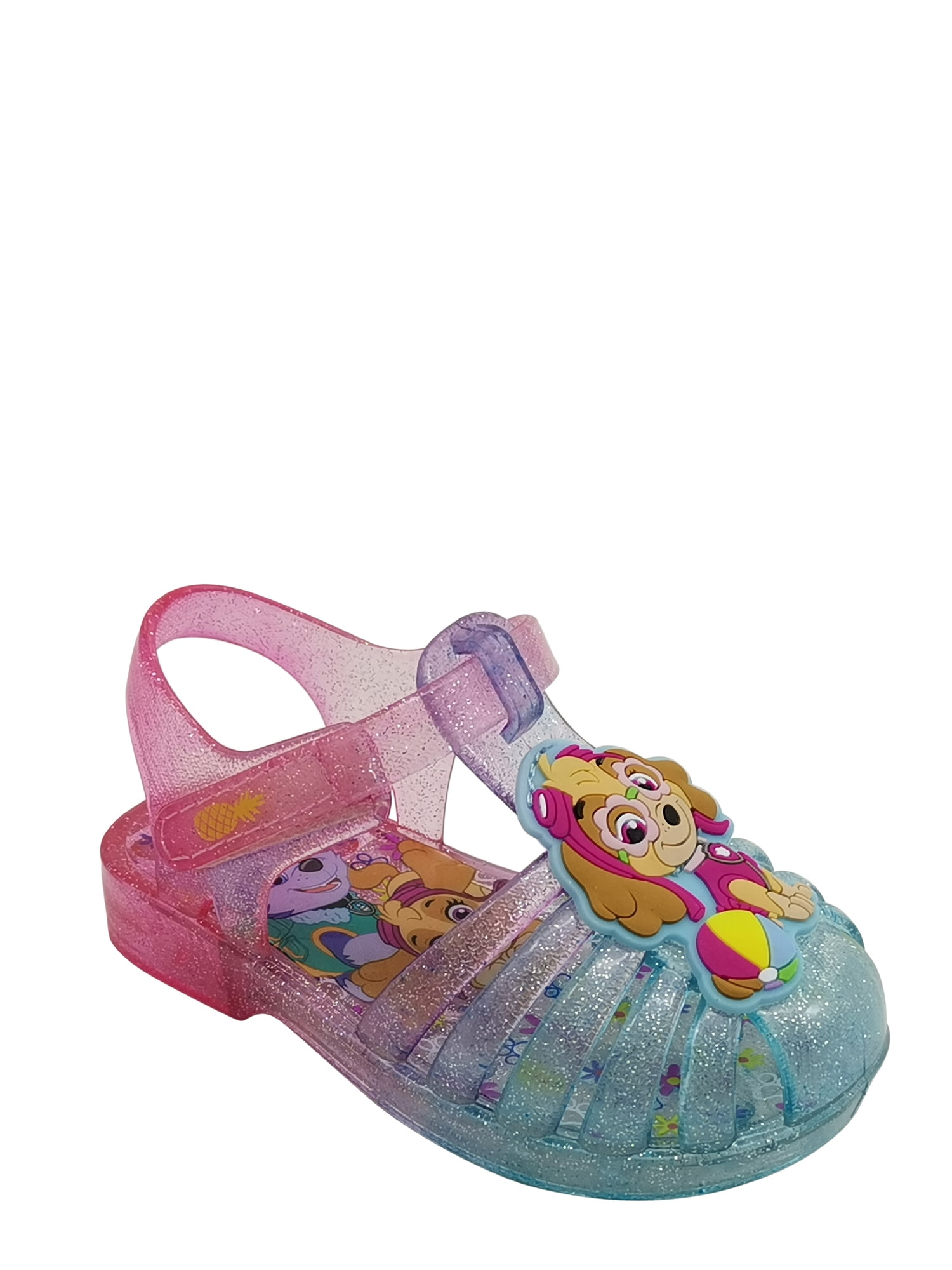 Disney Paw Patrol Girls Toddler Pink Glitter Casual Jelly Slipon Shoe Size 8 New