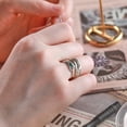 thumbnail image 5 of JQUEEN Feather Turquoise Turquoise Ring, 925 Sterling Silver Adjustable Rings for Unisex, 5 of 5