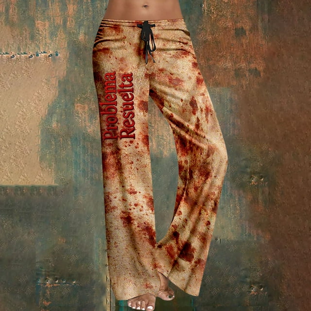 WILLBEST Pantalones Casuales elegantes para Mujer, con Diseño de Cordones, para Halloween y Uso Diario: Pantalones Largos Versátiles, Cómodos y con Temática Única. Chica