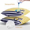 thumbnail image 4 of Throw Pillow Covers 24x24 Inch Set of 2, Yellow Striped Waterproof Outdoor Pillow Covers, Navy Blue Nautical Anchor Geometric Decorative Cushion Pillowcases for Couch, Sofa, Bed, Garden, Patio, 4 of 9