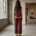 thumbnail image 6 of 2 Piece Sets for Women Color Block Linen Lounge Sets Sleeveless Top Wide Leg Pants Matching Casual Travel Outfit, S, 6 of 9