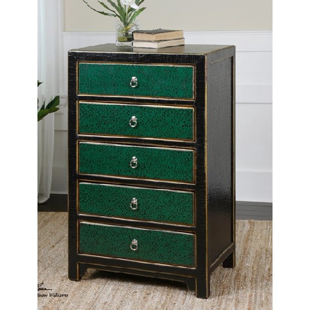40 Teal Green And Textured Black Crackle Decorative Accent Chest Walmart Com Walmart Com