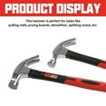 thumbnail image 4 of Ergonomic 16oz Fiberglass Claw Hammer with Magnetic Nail Puller – Non-Slip TPR Grip, Plastic-Coated Metal, Perfect for Outdoor & Home Repairs, Great Gift for Father’s Day, 4 of 7