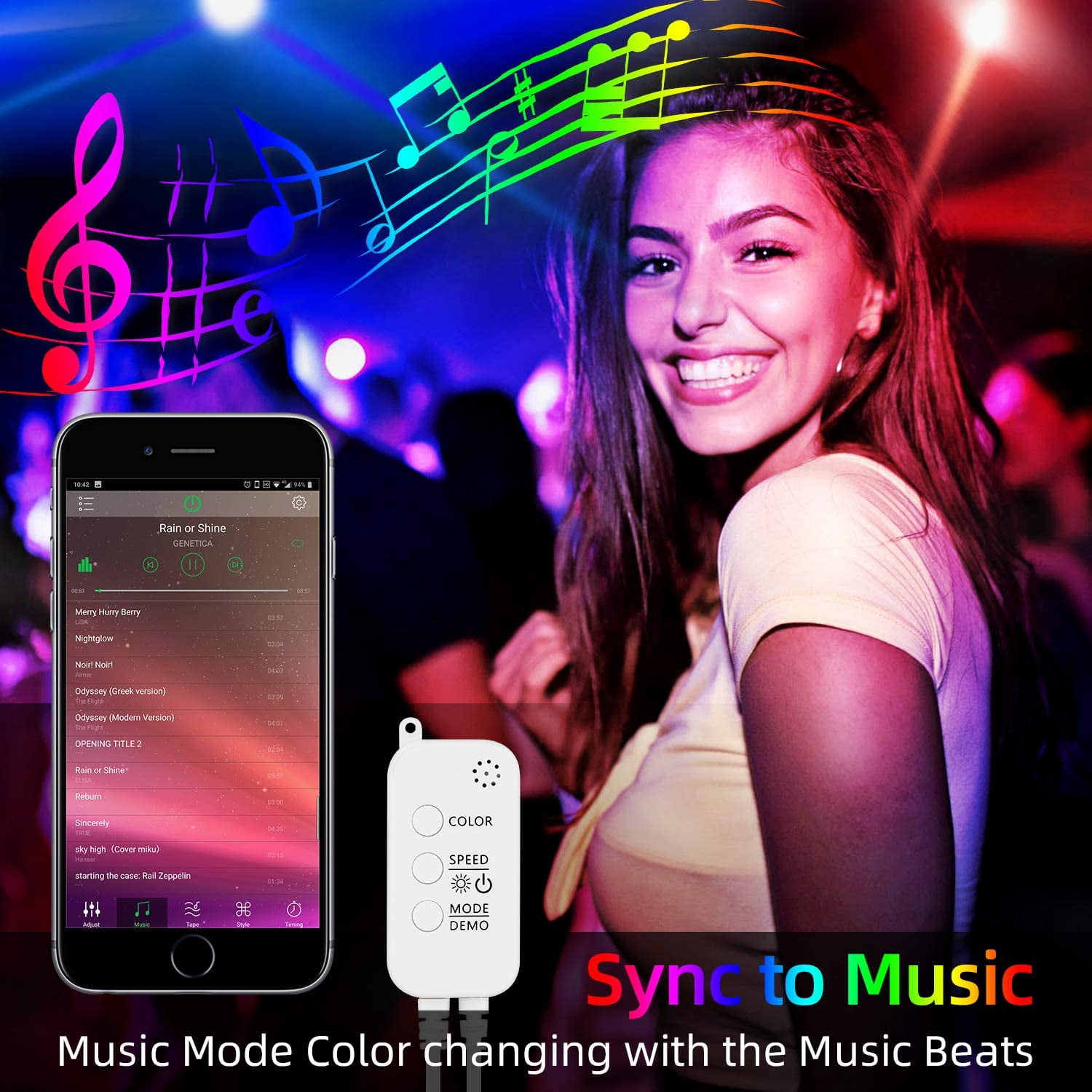50ft LED Strip Lights Kit LED Tape Strips Sync to Music  Smart RGB LED Strip ... 